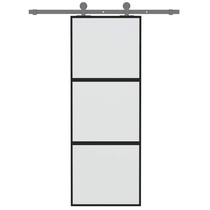 Drsna vrata črna 76x205 cm kaljeno steklo in aluminij